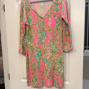 Lilly Pulitzer Pink and Green Floral Mini Dress